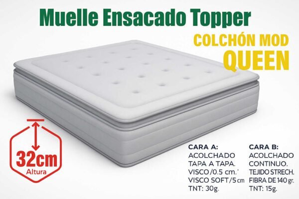 MUELLE ENSANCADO TOPPER (QUEEN) 32CM