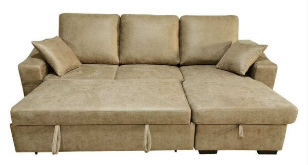 Sofá chaiselongue Corea 3 plazas reversible con arcón y reposapiés extraíble 95x248x156 cm