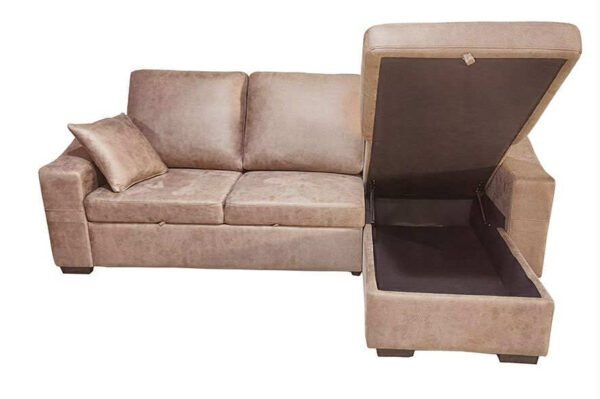 Sofá chaiselongue Corea 3 plazas reversible con arcón y reposapiés extraíble 95x248x156 cm