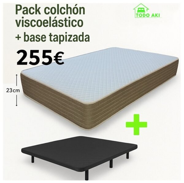 Pack de colchón más base tapizada reforzada