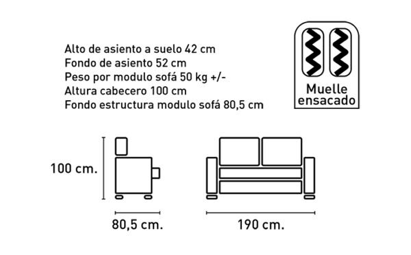 SOFA 2 PLAZAS MOD.EPI TAP.MAGNOL CEMENTO