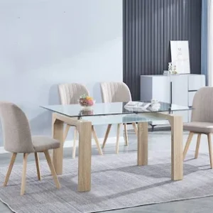 CONJUNTO MESA SENSEI CAMBRIA + 4 SILLAS LANE BEIG