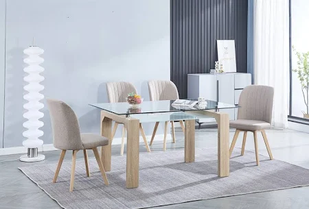 CONJUNTO MESA SENSEI CAMBRIA + 4 SILLAS LANE BEIG