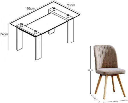 CONJUNTO MESA SENSEI CAMBRIA + 4 SILLAS LANE BEIG