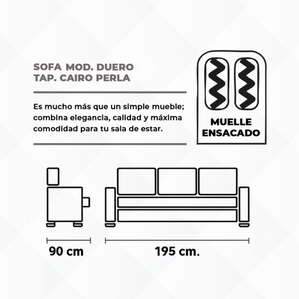 Sofá Duero 2 o 3 P. TAP. Cairo Perla