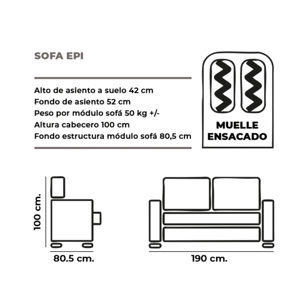 Sofá EPI 2 o 3 P.  TAP. Magnol Cemento